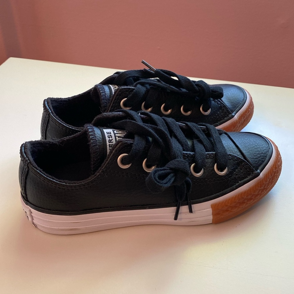 Converse Black Leather Kids Sneakers
